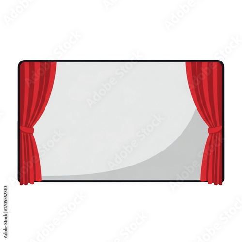 Red Curtains Opening on a Blank Screen.