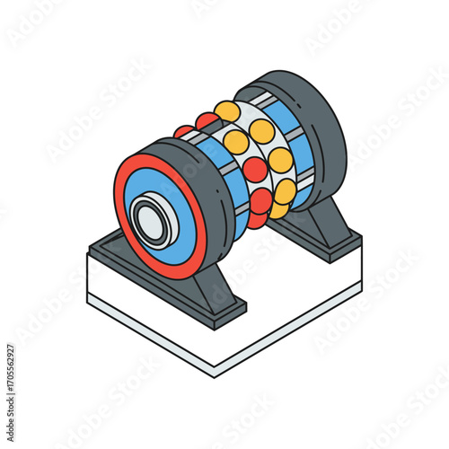 Isometric nuclear reactor illustration showcasing atomic energy and clean power generation ideal for energy innovation  technological advancement articles