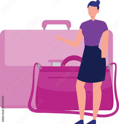Lady standing with travel baggage