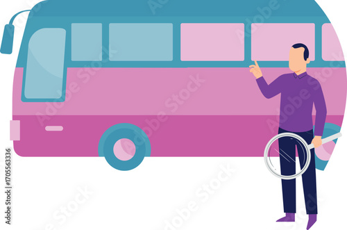 Man going to check bus