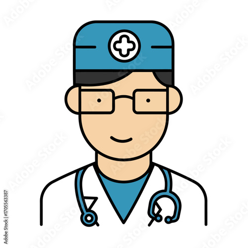 medical professional wearing glasses with stethoscope providing healthcare services with a reassuring smile illustrating expertise and patient care concepts