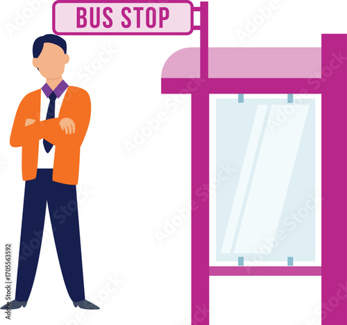 Man standing at bus stop