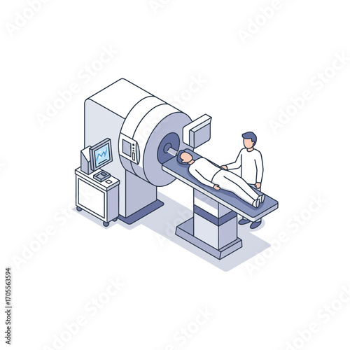 mri scan procedure patient undergoing mri in a medical clinic with doctor assisting for medical research  diagnostic imaging needs.