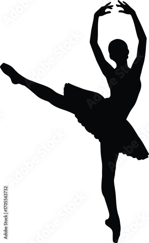 Silhouette of a ballerina in a tutu performing a ballet pose graceful dancer in a classical performance