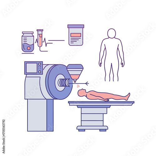 patient undergoing mri scan for diagnosis lying on table in a hospital illustrating medical technology diagnostic imaging  healthcare solutions.