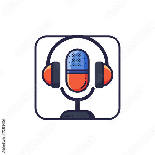 podcast recording microphone and headphones perfect for creative audio content streaming and broadcast applications demonstrating communication technology