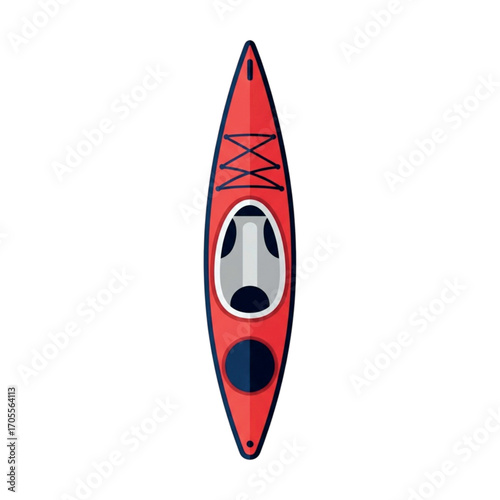 Red Kayak Top View Illustration.