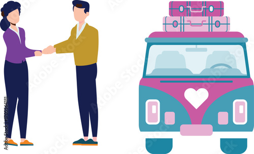 People greeting goodbye before trip
