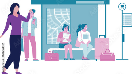 Passengers waiting for bus