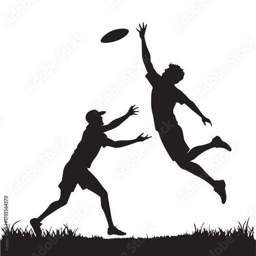 Black ultimate frisbee Silhouette Vector, High Quality Illustration on White Background