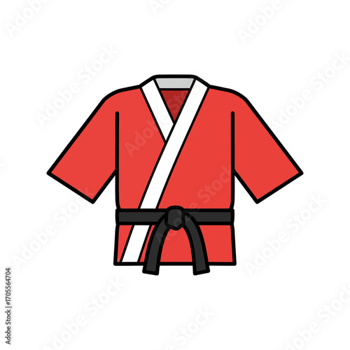 red karate gi with a black belt worn in martial arts practice for self-defense and discipline a symbol of strength and tradition.