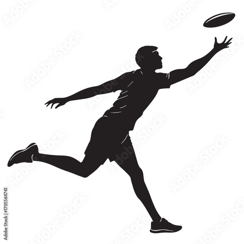 Black ultimate frisbee Silhouette Vector, High Quality Illustration on White Background