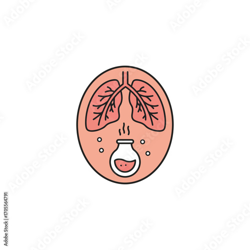 Respiratory health concept human lungs and aromatherapy blend in an oval frame illustrating pulmonary wellness holistic therapy and alternative medicine ideas.