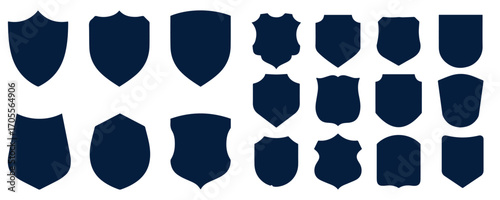 Shield silhouette vector icon set. Shields icons various shapes collection