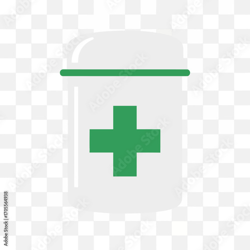 Green Cross Health Pill Bottle Icon Vector Illustration