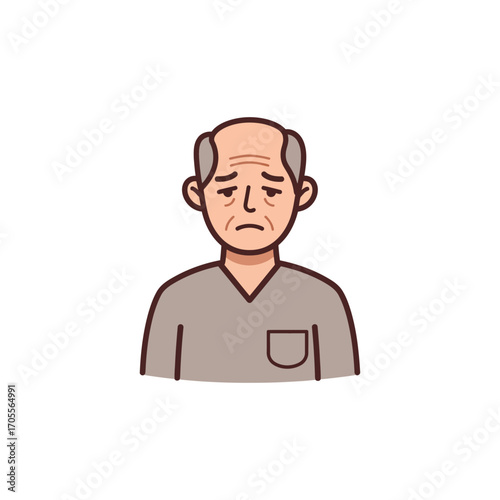 Sad senior man with wrinkles expressing loneliness and worry ideal for illustrating aging issues and healthcare awareness campaigns.