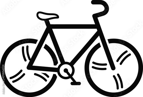 Simple black outline of a modern bicycle with spoked wheels, clean and graphic design