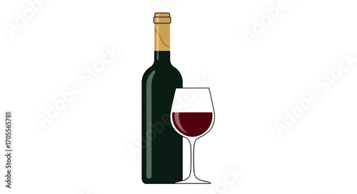 Red Wine Bottle and Glass.