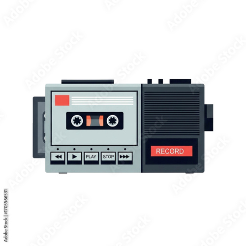 Retro Cassette Tape Recorder with Microphone.