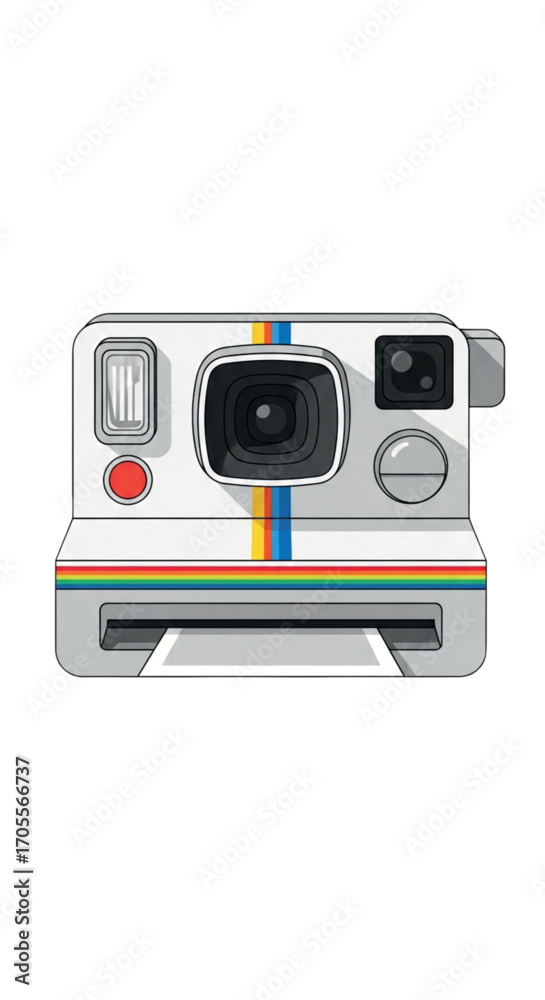 Fototapeta premium Retro Polaroid Camera with Rainbow Stripes.