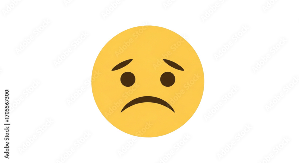 Fototapeta premium Sad face emoji with downturned mouth and eyebrows.