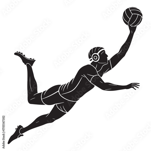 Black water polo Silhouette Vector, High Quality Illustration on White Background