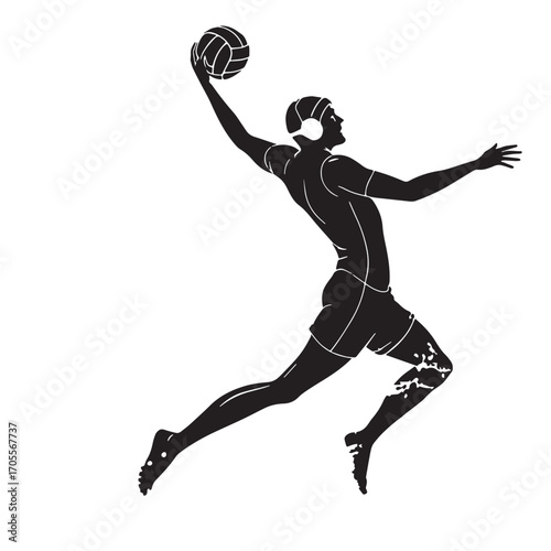 Black water polo Silhouette Vector, High Quality Illustration on White Background