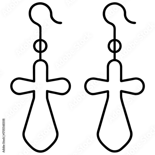 Cross Bar Earrings line art vector