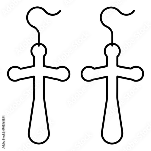 Cross Bar Earrings line art vector