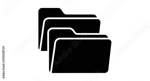 Minimalist File Folders Vector Icon Black Glyph Symbol for Data and Documents