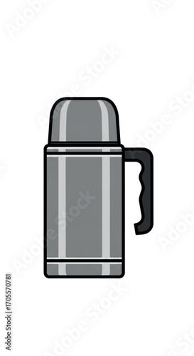 Silver Thermos Flask with Handle.