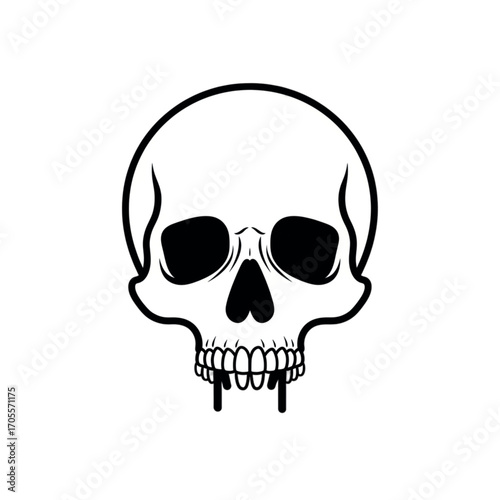 Simple Black and White Skull Illustration.