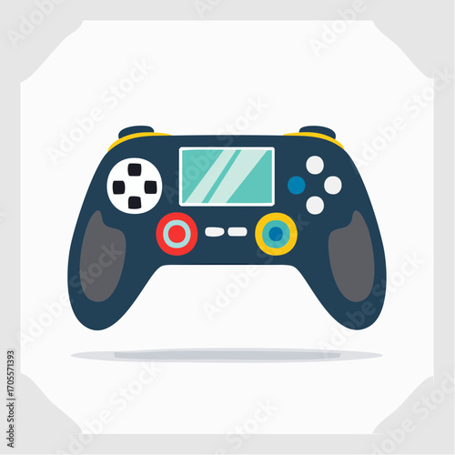 Illustration of a modern game controller, flat design, simple vector on white background