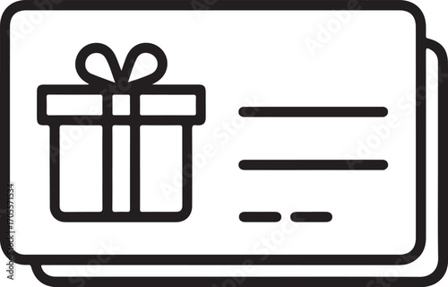 Gift card icon with present and lines for text