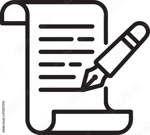 Fountain pen writing on a scroll with text