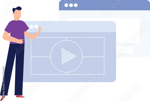 Boy Playing video on screen