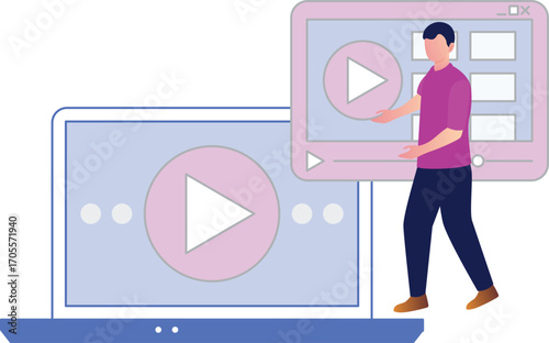 Boy telling how to open two videos in device