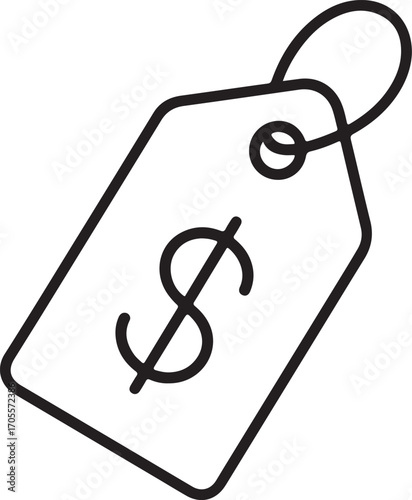 Hand drawn dollar sign on a price tag icon
