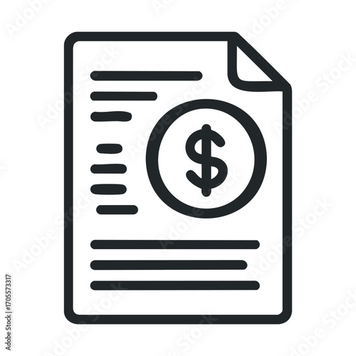 Financial document with dollar symbol for budgeting purposes. Vector illustration