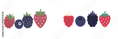 Colorful assortment of fresh summer berries including strawberries, blueberries, raspberries, and blackberries