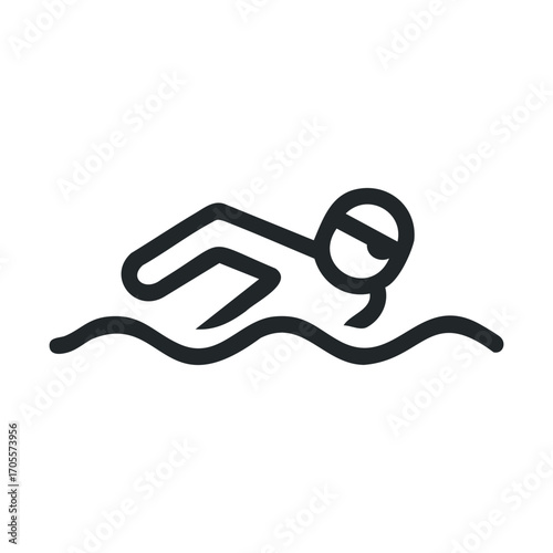 Swimming athlete in action during a competitive event. Vector illustration