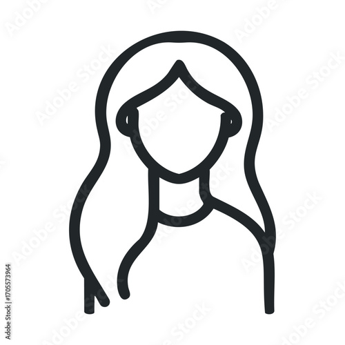 Simple sketch of a woman with long hair for minimalist design. Vector illustration
