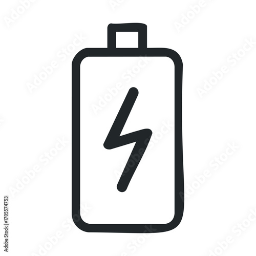 Battery icon with a charging symbol for energy concept. Vector illustration