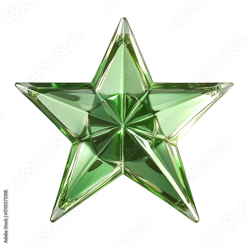 Shiny Green Glass Star Transparent Isolated Artwork