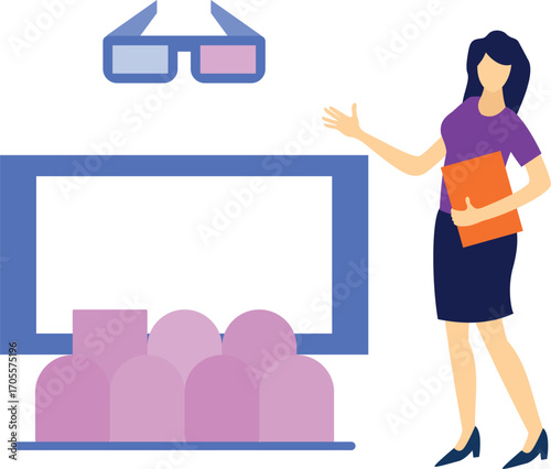 Girl introducing 3d glasses