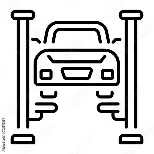 A linear style icon representing car stand