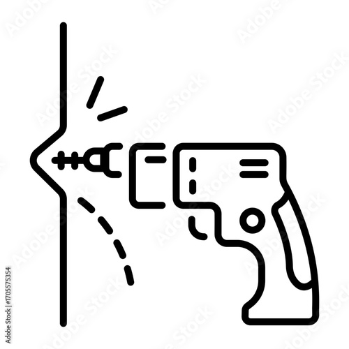 A line style icon showing drill machine