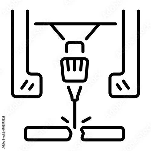 A line style icon showing laser cutting