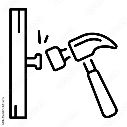 A line style icon showing hammer