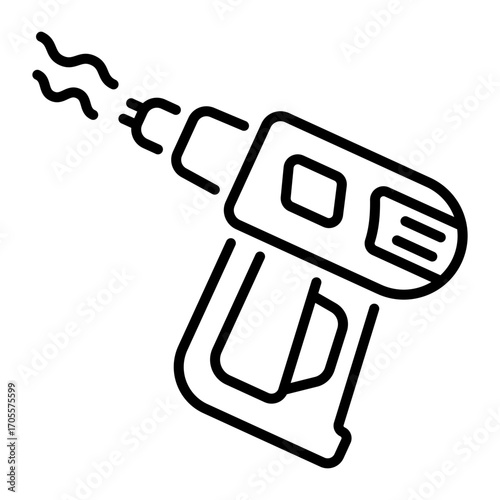 An outline style icon depicting heat gun